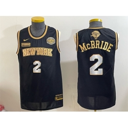 Men New Yok Knicks  2 Miles McBride Black Gold 2026 Finals   Eastern Conference Champions Patch Stitched Jersey