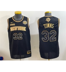 Men New Yok Knicks 32 Karl Anthony Towns Black Gold 2026 Finals Eastern Conference Champions Patch Stitched Jerseys Men New Yok Knicks 32 Karl Anthony Towns Black Gold 2026 Finals Eastern Conference Champions Patch Stitched Jerseys