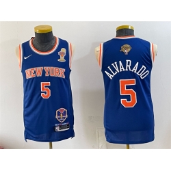Men New Yok Knicks  5 Jose Alvarado Blue 2026 Finals Champions Patch Statement Edition Stitched Jersey