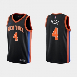 Men New Yok New York Knicks 4 Derick Rose 2022 23 Black City Edition Stitched Basketball Jersey