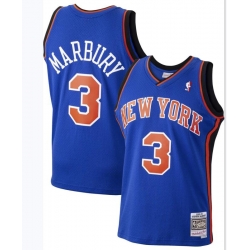 Men New York Knicks Stephon Marbury #6 Mitchell Ness Blue Stitched NBA Jersey