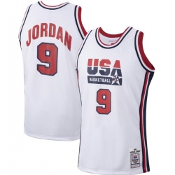 Men USA Basketball 9 Michael Jordan 1992 White Throwback Stitched Jersey