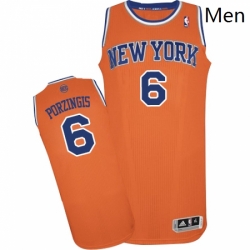 Mens Adidas New York Knicks 6 Kristaps Porzingis Authentic Orange Alternate NBA Jersey  Mens Adidas New York Knicks 6 Kristaps Porzingis Authentic Orange Alternate NBA Jersey