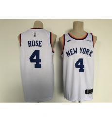 Men's Nike New York Knicks #4 Derrick Rose White Stitched Basketball Jersey