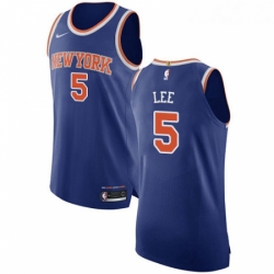 Mens Nike New York Knicks 5 Courtney Lee Authentic Royal Blue NBA Jersey Icon Edition