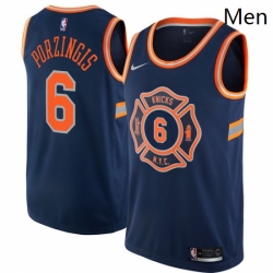 Mens Nike New York Knicks 6 Kristaps Porzingis Swingman Navy Blue NBA Jersey City Edition 