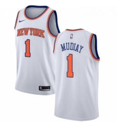 Womens Nike New York Knicks 1 Emmanuel Mudiay Authentic White NBA Jersey Association Edition 