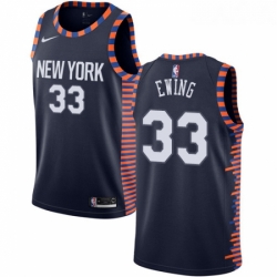 Youth Nike New York Knicks 33 Patrick Ewing Swingman Navy Blue NBA Jersey 2018 19 City Edition