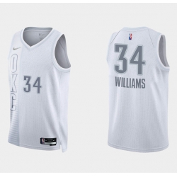 Men Oklahoma City Thunder 34 Kenrich Williams 2021 22 City Edition White 75th Anniversary Stitched Basketball Jersey