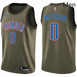 Mens Nike Oklahoma City Thunder 0 Russell Westbrook Swingman Green Salute to Service NBA Jersey