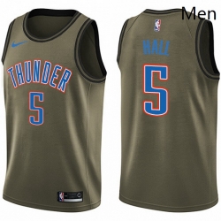 Mens Nike Oklahoma City Thunder 5 Devon Hall Swingman Green Salute to Service NBA Jersey 