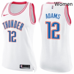 Womens Nike Oklahoma City Thunder 12 Steven Adams Swingman WhitePink Fashion NBA Jersey