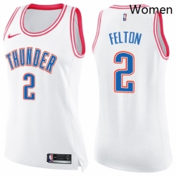 Womens Nike Oklahoma City Thunder 2 Raymond Felton Swingman WhitePink Fashion NBA Jersey 