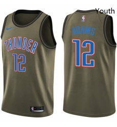 Youth Nike Oklahoma City Thunder 12 Steven Adams Swingman Green Salute to Service NBA Jersey