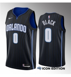 Men Orlando Magic 0 Anthony Black Black 2023 Draft Icon Edition Stitched Basketball Jersey