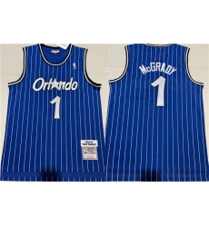 Men Orlando Magic 1 Tracy McGrady Blue Stitched Jersey