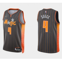 Men Orlando Magic 4 Jalen Suggs 2021 22 City Edition Black 75th Anniversary Stitched Swingman Jersey