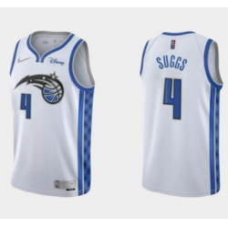 Men Orlando Magic 4 Jalen Suggs White Earned Edition Stitched Swingman Jersey