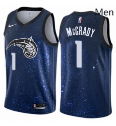 Mens Nike Orlando Magic 1 Tracy Mcgrady Swingman Blue NBA Jersey City Edition