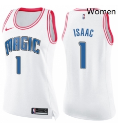 Womens Nike Orlando Magic 1 Jonathan Isaac Swingman WhitePink Fashion NBA Jersey