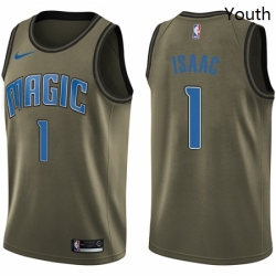 Youth Nike Orlando Magic 1 Jonathan Isaac Swingman Green Salute to Service NBA Jersey