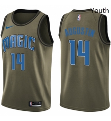 Youth Nike Orlando Magic 14 DJ Augustin Swingman Green Salute to Service NBA Jersey