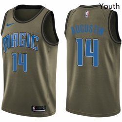 Youth Nike Orlando Magic 14 DJ Augustin Swingman Green Salute to Service NBA Jersey