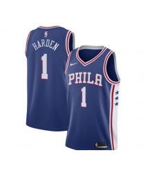 Men Philadelphia 76ers #1 James Harden Blue City edition Stitched jersey