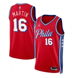 Men Philadelphia 76ers 16 Caleb Martin Red Statement Edition Stitched Jersey