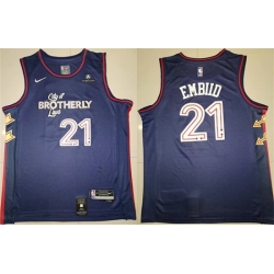 Men Philadelphia 76ers 21 Joel Embiid Navy Stitched Basketball Jersey