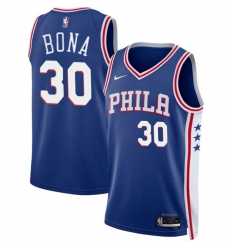 Men Philadelphia 76ers 30 Adam Bona Royal 2024 Draft Icon Edition Stitched Jersey