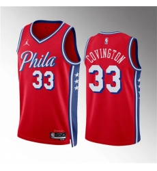 Men Philadelphia 76ers 33 Robert Covington Red Statement Edition Stitched Jersey