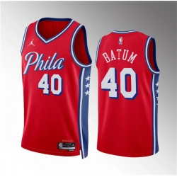 Men Philadelphia 76ers 40 Nicolas Batum Red Statement Edition Stitched Jersey