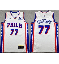 Men Philadelphia 76ers 77 V J Edgecombe White Association Edition Stitched Stitched Jersey Men Philadelphia 76ers 77 V J Edgecombe White Association Edition Stitched Stitched Jersey
