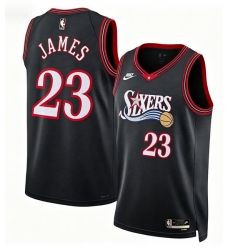 Men Philadelphia 76ers LeBron James #23 Black Edition Stitched Stitched Jersey