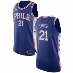 Mens Nike Philadelphia 76ers 21 Joel Embiid Authentic Blue Road NBA Jersey Icon Edition Mens Nike Philadelphia 76ers 21 Joel Embiid Authentic Blue Road NBA Jersey Icon Edition