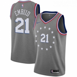 Mens Nike Philadelphia 76ers 21 Joel Embiid Swingman Gray NBA Jersey City Edition Mens Nike Philadelphia 76ers 21 Joel Embiid Swingman Gray NBA Jersey City Edition