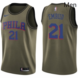 Mens Nike Philadelphia 76ers 21 Joel Embiid Swingman Green Salute to Service NBA Jersey Mens Nike Philadelphia 76ers 21 Joel Embiid Swingman Green Salute to Service NBA Jersey
