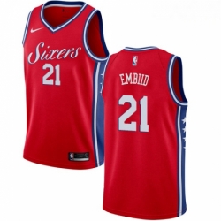 Mens Nike Philadelphia 76ers 21 Joel Embiid Swingman Red Alternate NBA Jersey Statement Edition Mens Nike Philadelphia 76ers 21 Joel Embiid Swingman Red Alternate NBA Jersey Statement Edition