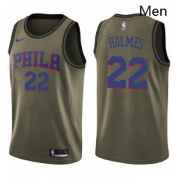 Mens Nike Philadelphia 76ers 22 Richaun Holmes Swingman Green Salute to Service NBA Jersey  Mens Nike Philadelphia 76ers 22 Richaun Holmes Swingman Green Salute to Service NBA Jersey