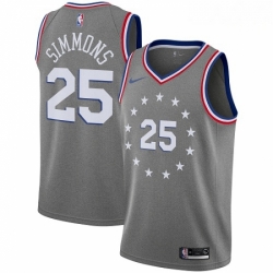 Mens Nike Philadelphia 76ers 25 Ben Simmons Swingman Gray NBA Jersey City Edition Mens Nike Philadelphia 76ers 25 Ben Simmons Swingman Gray NBA Jersey City Edition