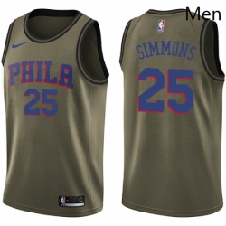 Mens Nike Philadelphia 76ers 25 Ben Simmons Swingman Green Salute to Service NBA Jersey Mens Nike Philadelphia 76ers 25 Ben Simmons Swingman Green Salute to Service NBA Jersey