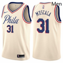 Mens Nike Philadelphia 76ers 31 Mike Muscala Swingman Cream NBA Jersey City Edition  Mens Nike Philadelphia 76ers 31 Mike Muscala Swingman Cream NBA Jersey City Edition