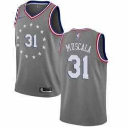 Mens Nike Philadelphia 76ers 31 Mike Muscala Swingman Gray NBA Jersey City Edition  Mens Nike Philadelphia 76ers 31 Mike Muscala Swingman Gray NBA Jersey City Edition