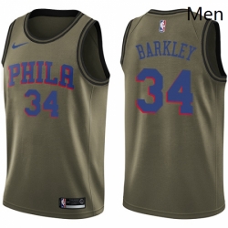 Mens Nike Philadelphia 76ers 34 Charles Barkley Swingman Green Salute to Service NBA Jersey Mens Nike Philadelphia 76ers 34 Charles Barkley Swingman Green Salute to Service NBA Jersey