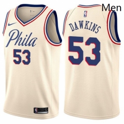Mens Nike Philadelphia 76ers 53 Darryl Dawkins Authentic Cream NBA Jersey City Edition  Mens Nike Philadelphia 76ers 53 Darryl Dawkins Authentic Cream NBA Jersey City Edition
