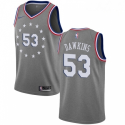Mens Nike Philadelphia 76ers 53 Darryl Dawkins Swingman Gray NBA Jersey City Edition  Mens Nike Philadelphia 76ers 53 Darryl Dawkins Swingman Gray NBA Jersey City Edition