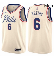 Mens Nike Philadelphia 76ers 6 Julius Erving Authentic Cream NBA Jersey City Edition