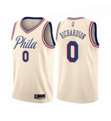 Mens Philadelphia 76ers 0 Josh Richardson Authentic Cream Basketball Jersey City Edition 