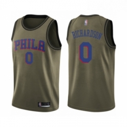 Mens Philadelphia 76ers 0 Josh Richardson Swingman Green Salute to Service Basketball Jersey  Mens Philadelphia 76ers 0 Josh Richardson Swingman Green Salute to Service Basketball Jersey